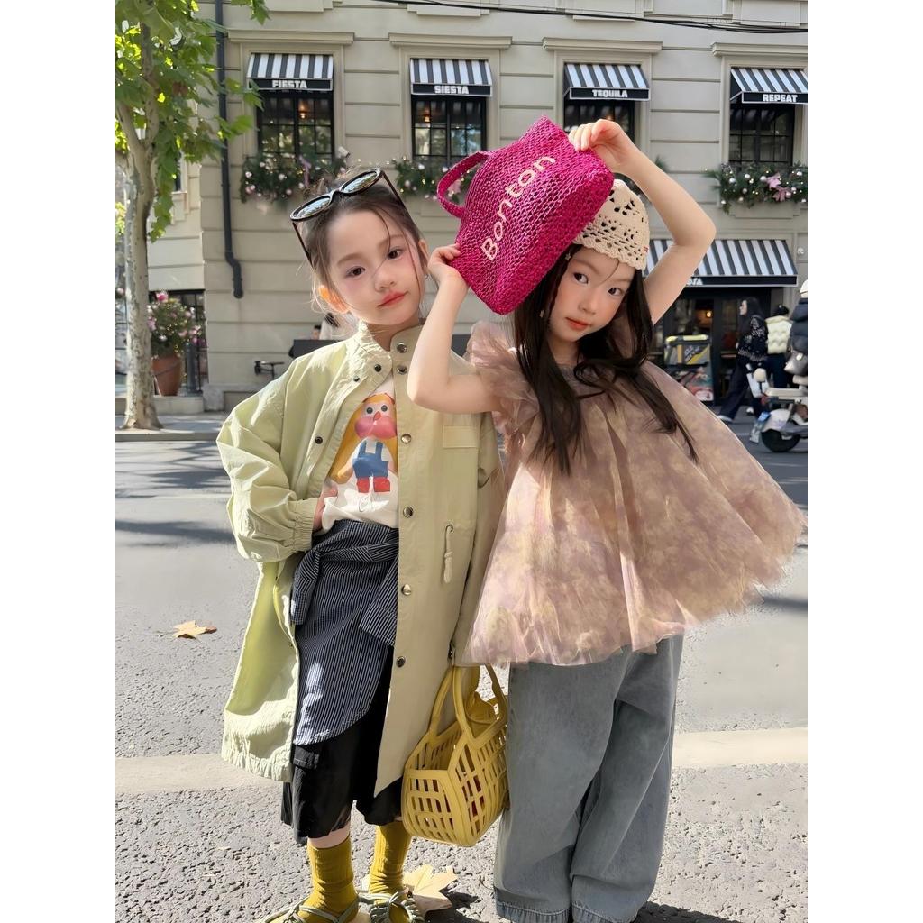 Mentari Kecil Gaun halter mengembang ala Korea untuk anak perempuan, gaun putri.