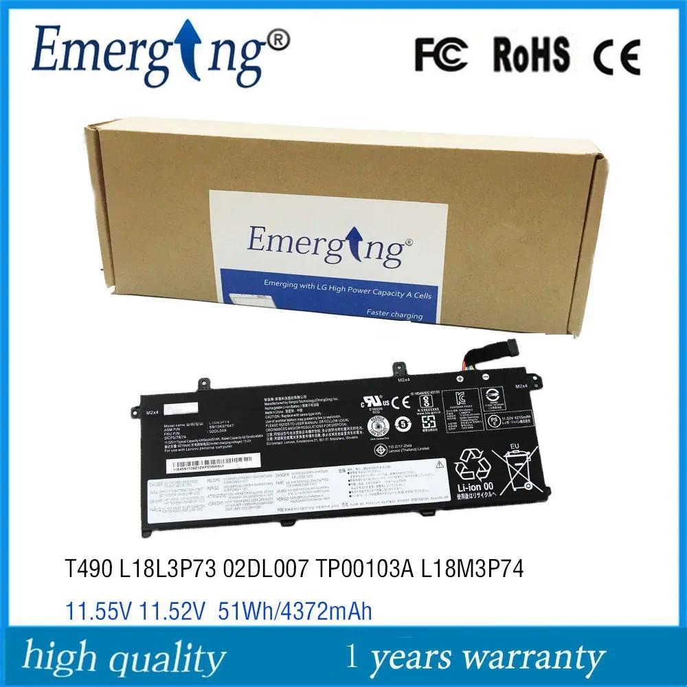 11.55V 51Wh Original Battery for Lenovo ThinkPad T490 P43S P14s T14 1st Gen  L18L3P73 L18M3P73 L18M3