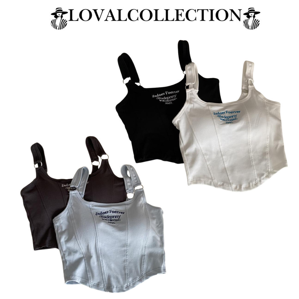 LC Tanktop Casual Full Cup Fashion BR69 Pakaian Atasan Bra Gym Kamisol Wanita Tanpa Kawat Tanktop Cu
