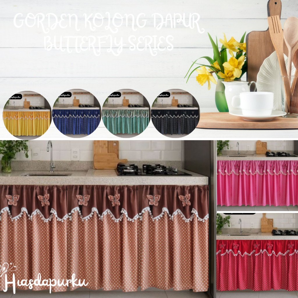 Gorden Kolong Dapur/Tirai Kolong Dapur/Tirai jendela kecil/Butterfly Series