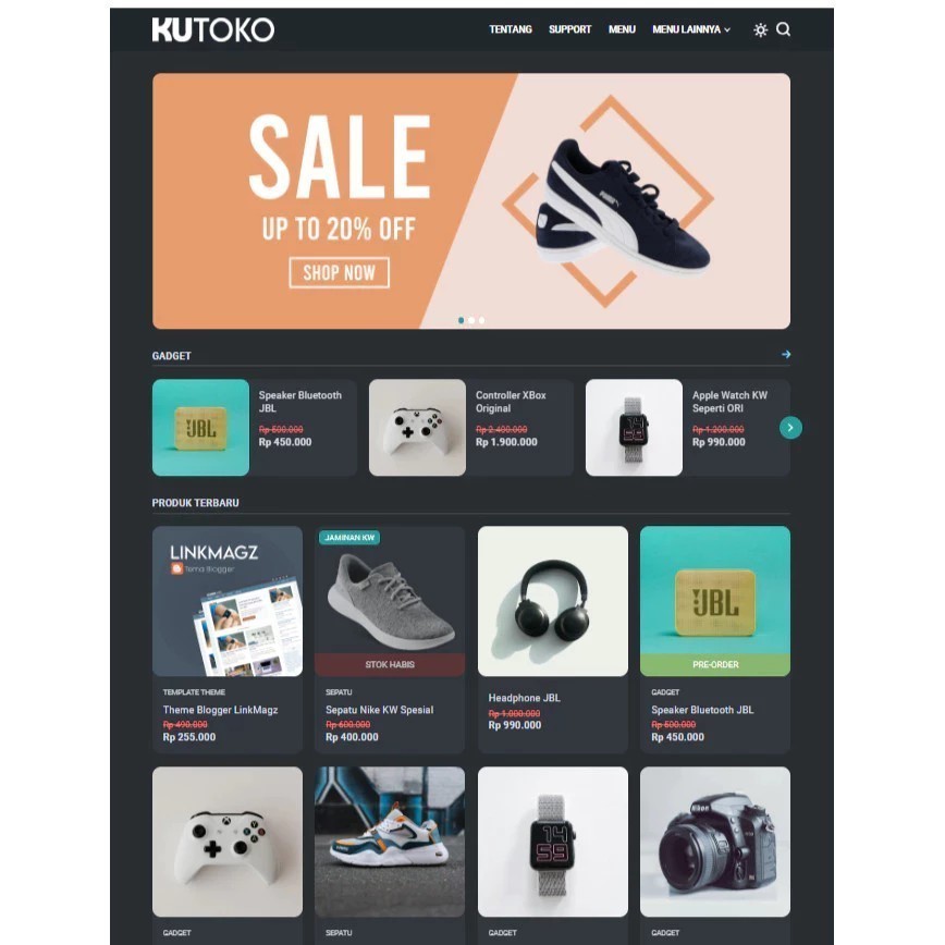 Template Blogger Toko Online KUTOKO Fitur Lengkap