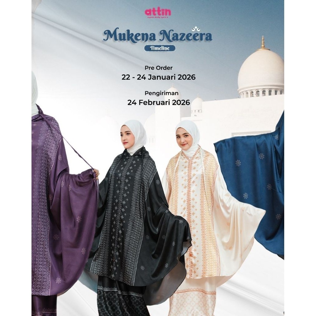 Mukena Nazeera  by ATTIN Hijab Bahan Premium Armany Silk Adem Lembut
