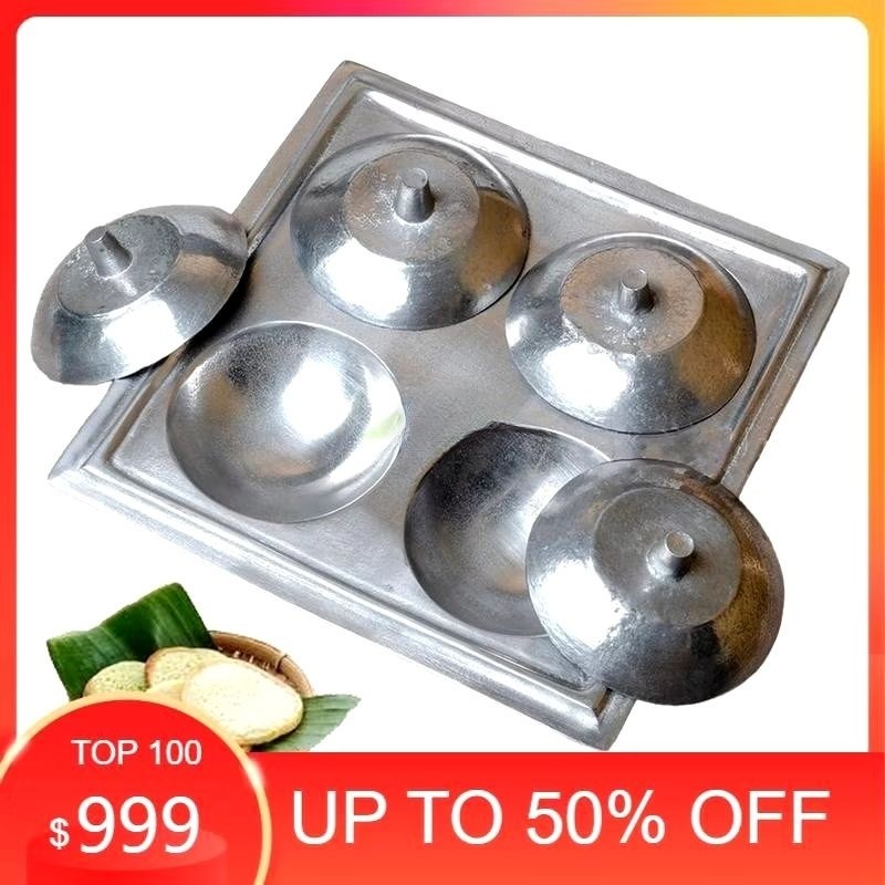 Baitun Loyang Cetakan Kue Serabi + Tutup TS [4 Lubang] / Cetakkan Jajanan Pasar Bulat / Loyang Kompo