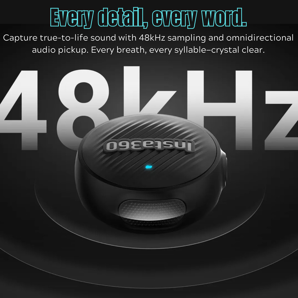 Insta360 Mic Air Mini 7.9g 48kHz Magnetic Transmitter Audio Microphone For Insta 360 X5 X4 Air Ace P