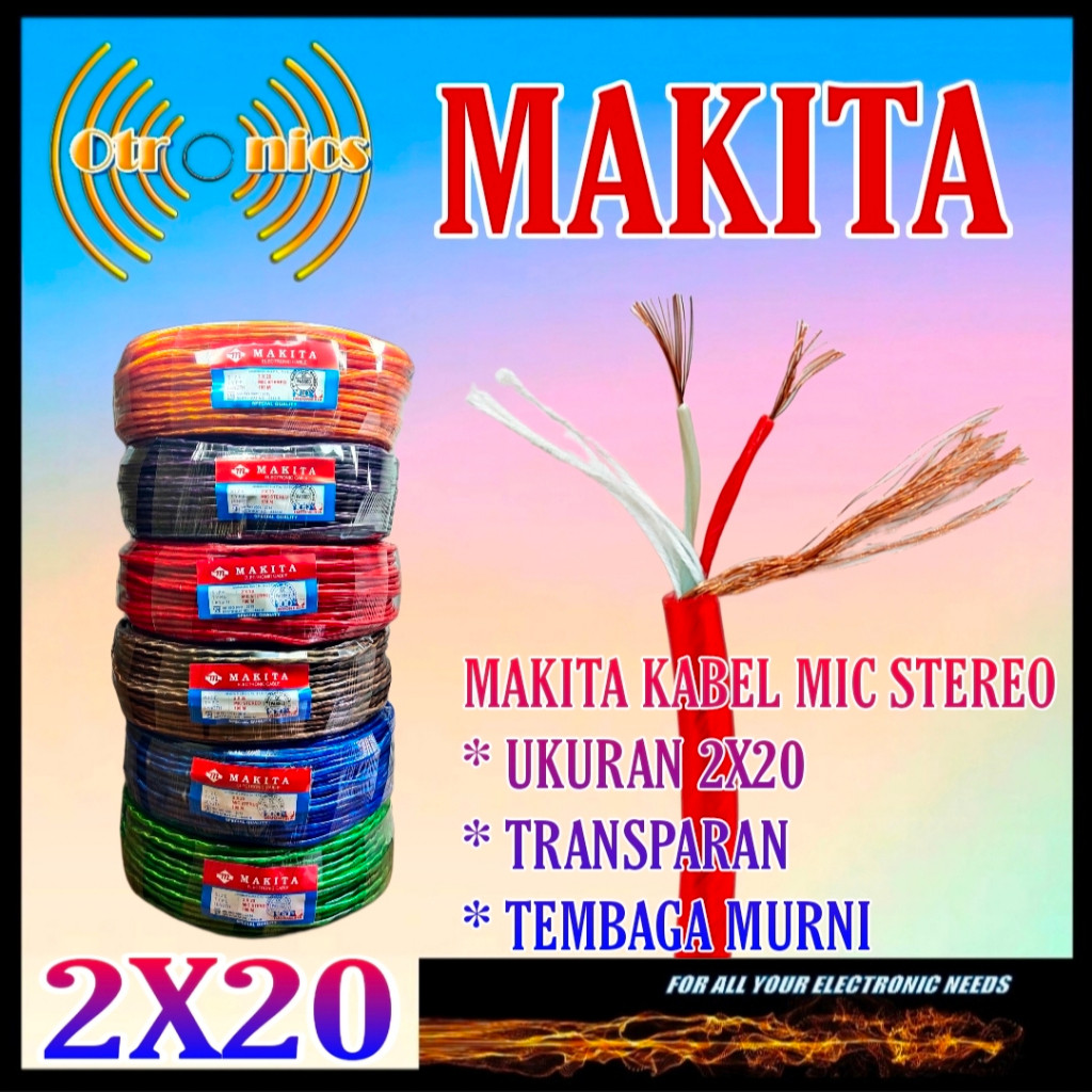 Makita Kabel Mic Stereo 2x20 100 meter transparan Warna