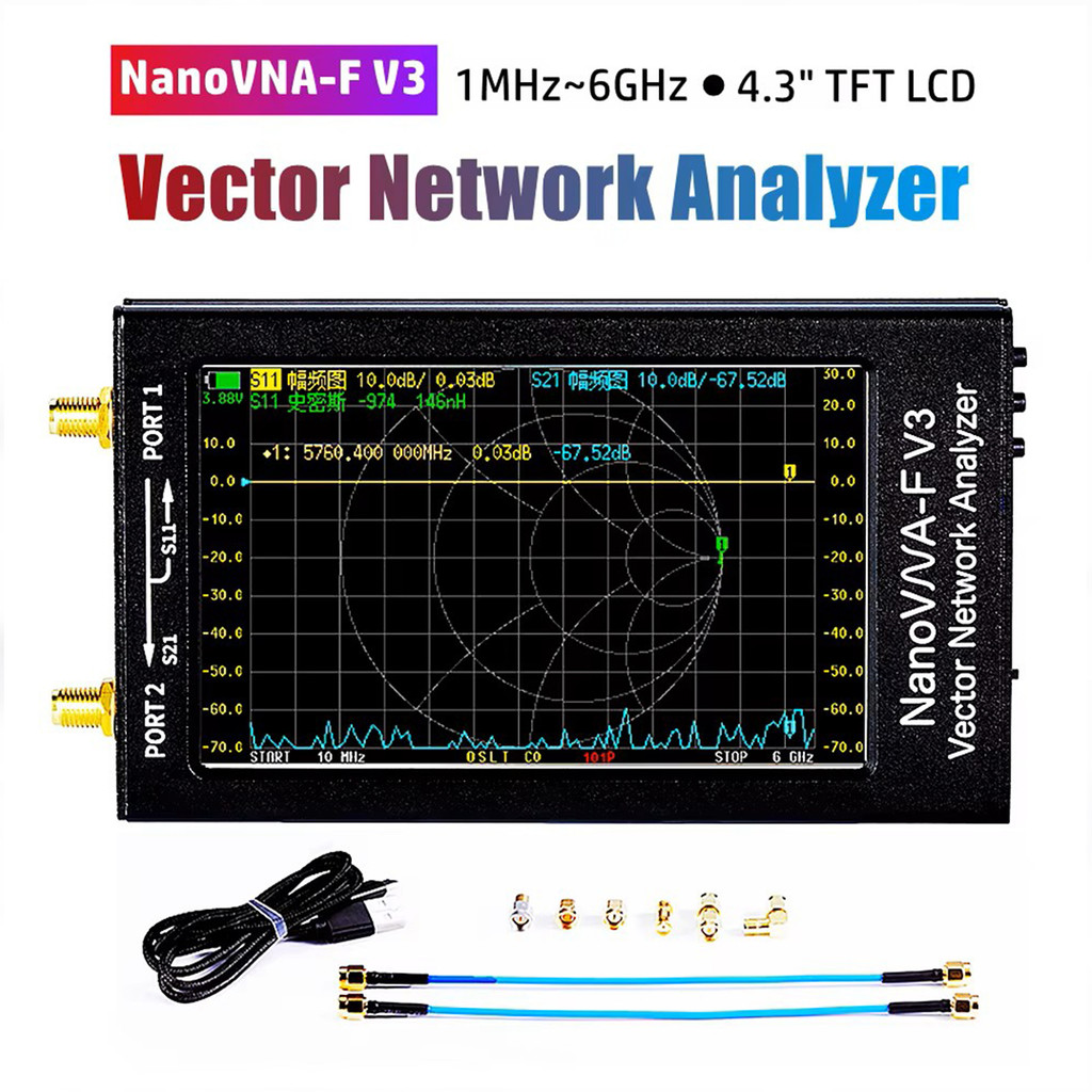 New Nano VNA-F V3 Network cable tester Antenna analyzer Power networks analyzer Lan testers  HF VHF 