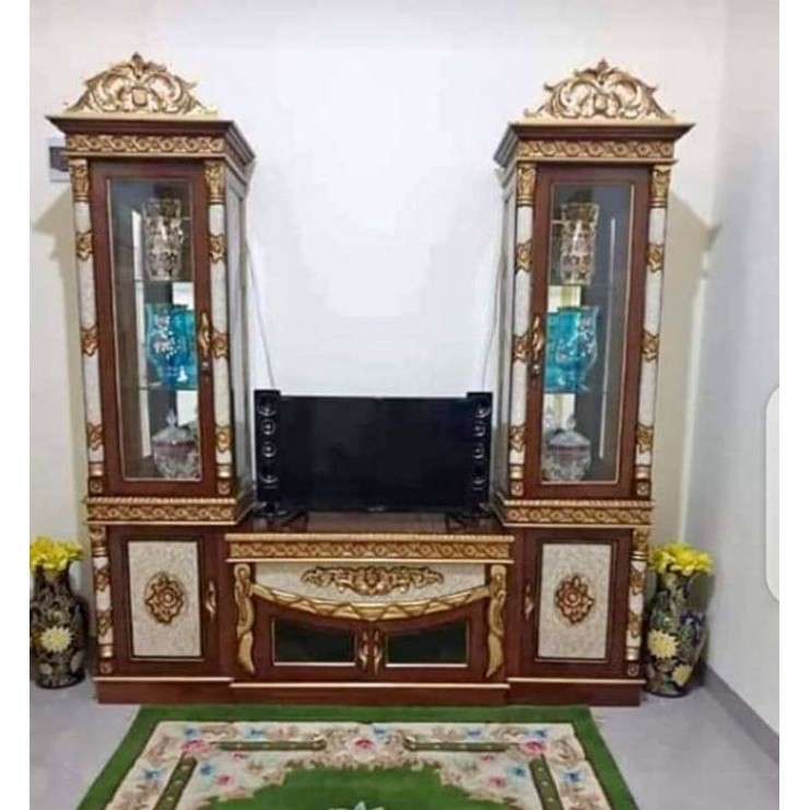 Bufet Tv Minimalis Kayu Jati Cocoa Glossy
