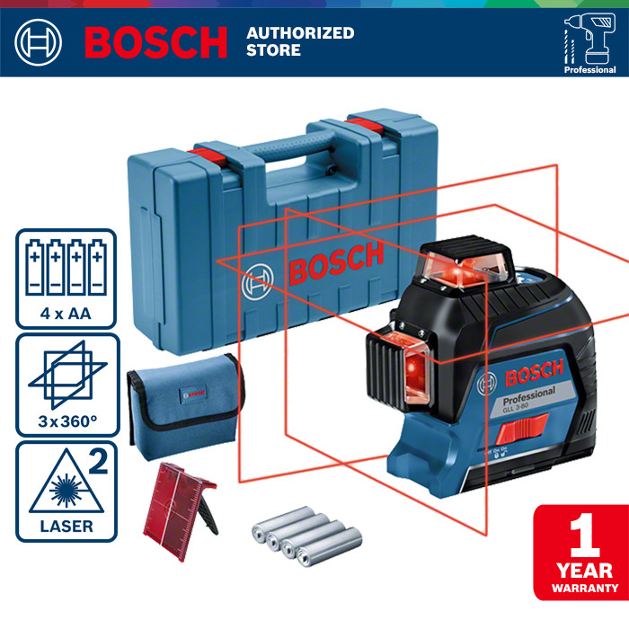 Bosch Laser Line Level / Laser Garis Waterpass 30Meter GLL 3-80
