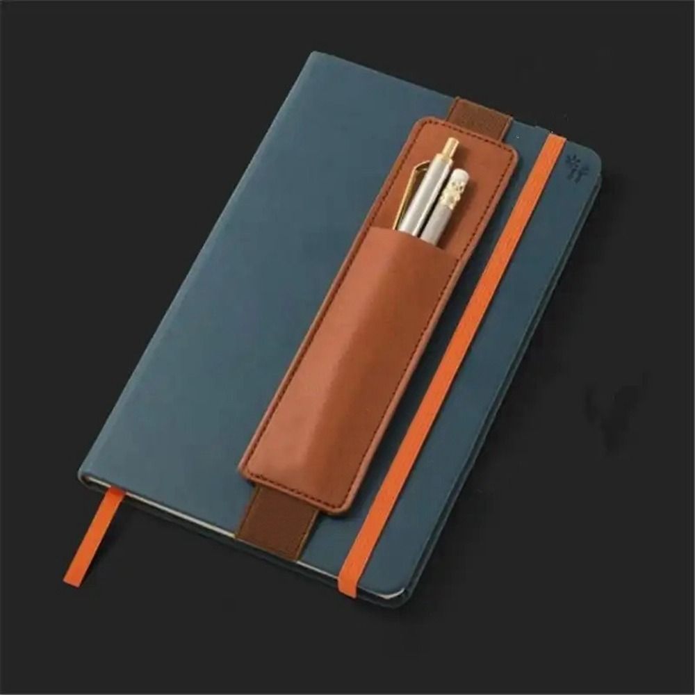 New PU Leather Elastic Pencil Case Adjustable Lightweight Pen Holder Elastic Pen Clip Notebook