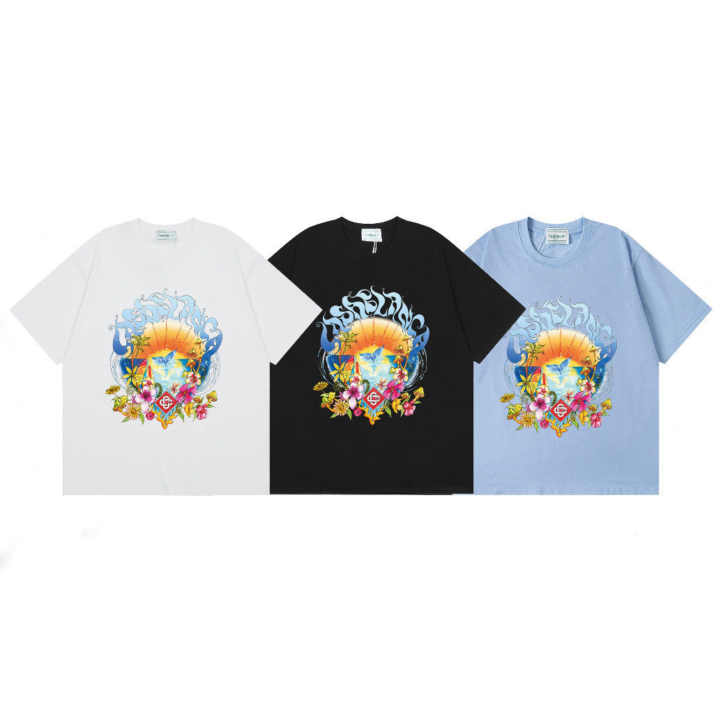 ori~C147 Casablanca baru katun murni pasir ganda kasual lengan pendek T-shirt