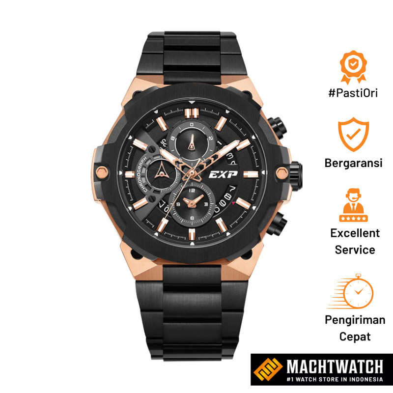 PROMO Jam Tangan Pria Expedition Chronograph E 6838 MC BBRBA Men Black Dial Black Stainless Steel St
