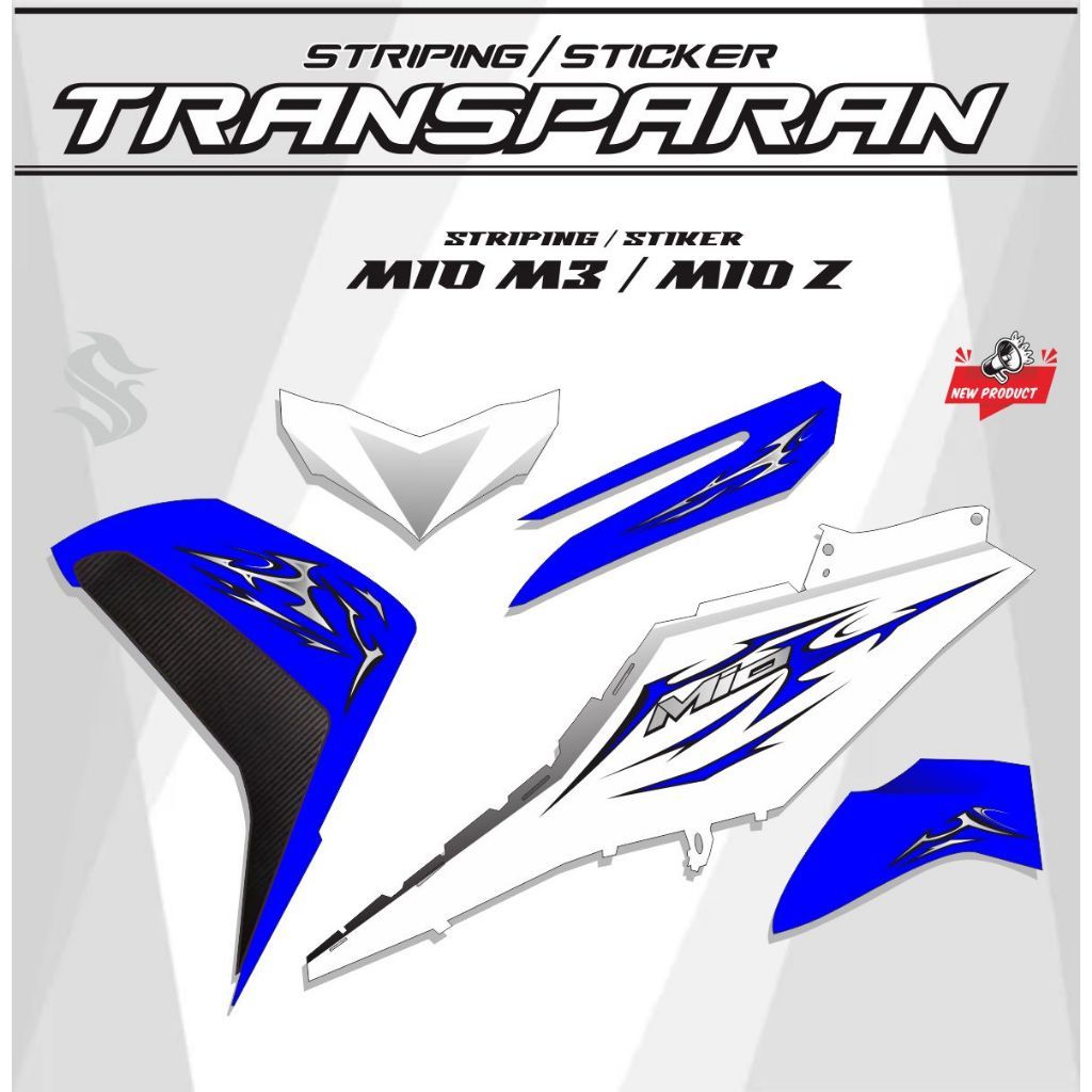 STRIPING TRANSPARAN MOTOR MIO M3 / MIO Z STRIPING STICKER STIKER TRANSPARAN