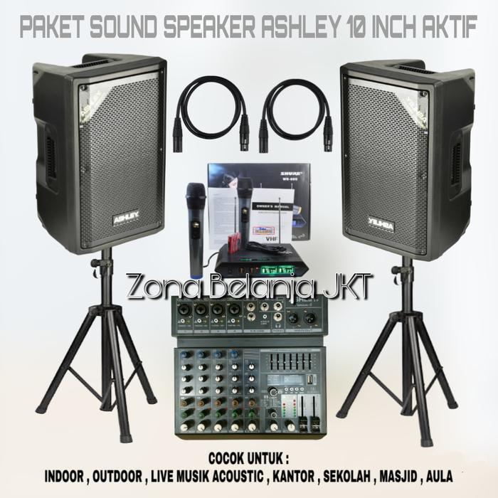 PAKET SOUND SYSTEM SPEAKER ASHLEY DB 10A 10 INCH AKTIF MIXER ASHLEY New