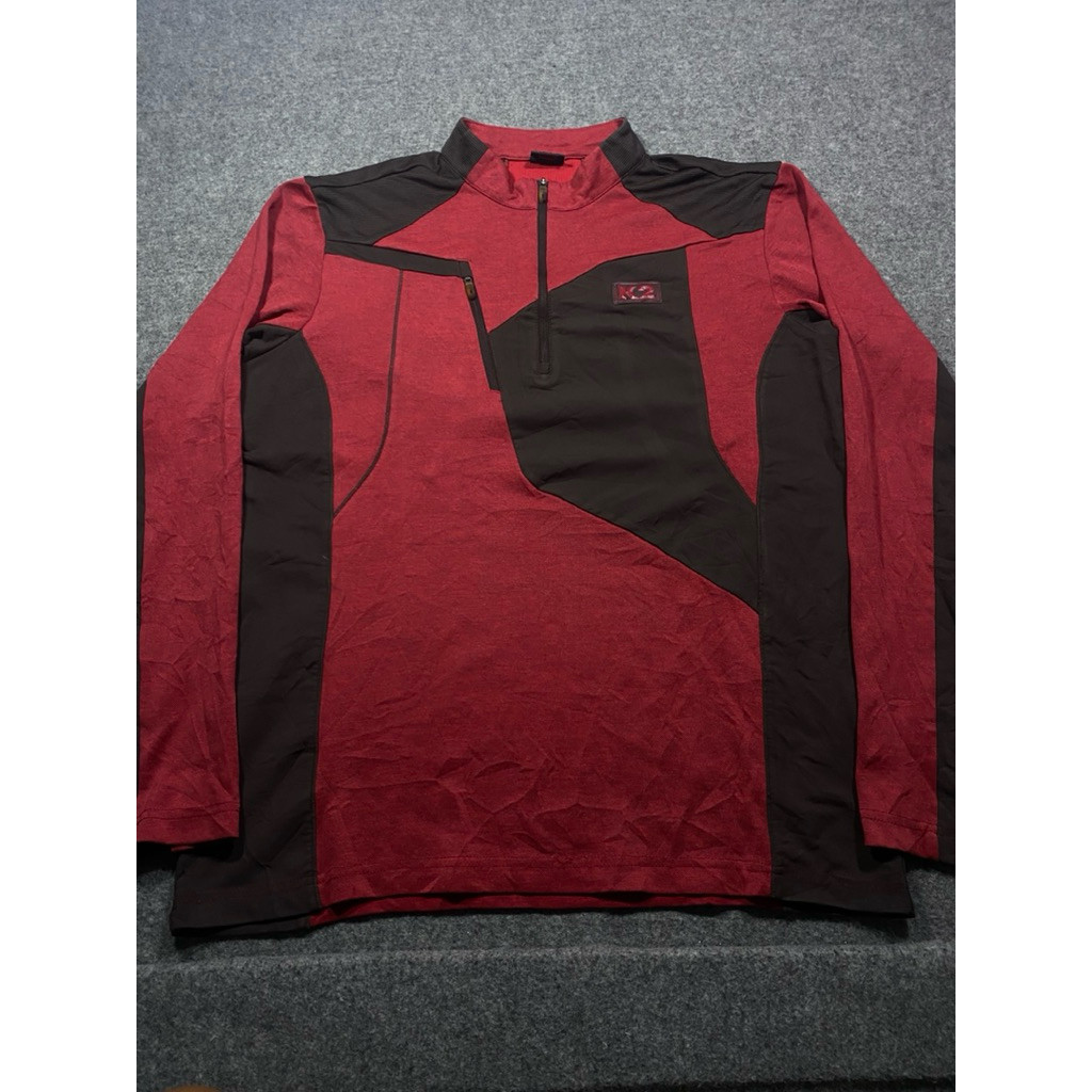 KAOS OUTDOOR HALF ZIPPER CAKEP K2 MERAH SIZE L