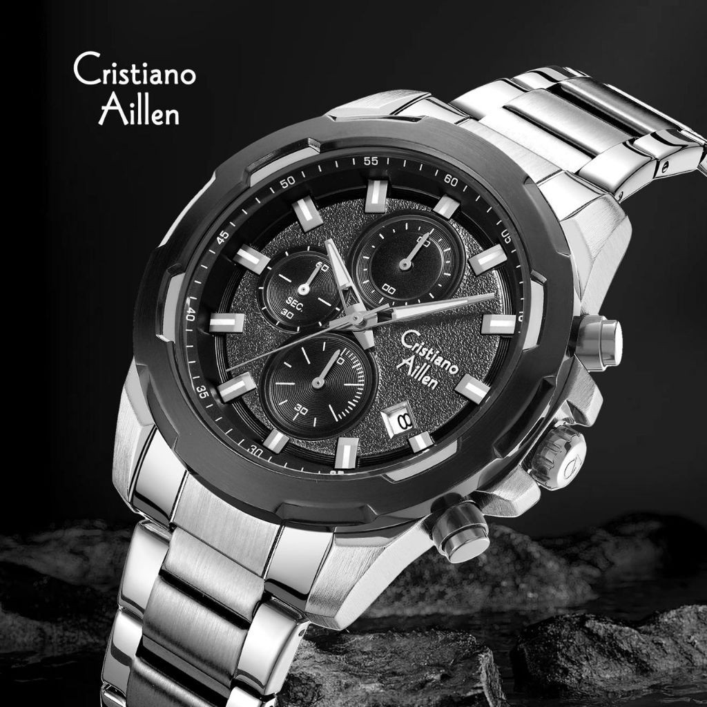 BUY 1 GET 1JAM TANGAN PRIA CRISTIANO AILLEN ORIGINAL CHRONO AKTIF SEMUA 8888 RT