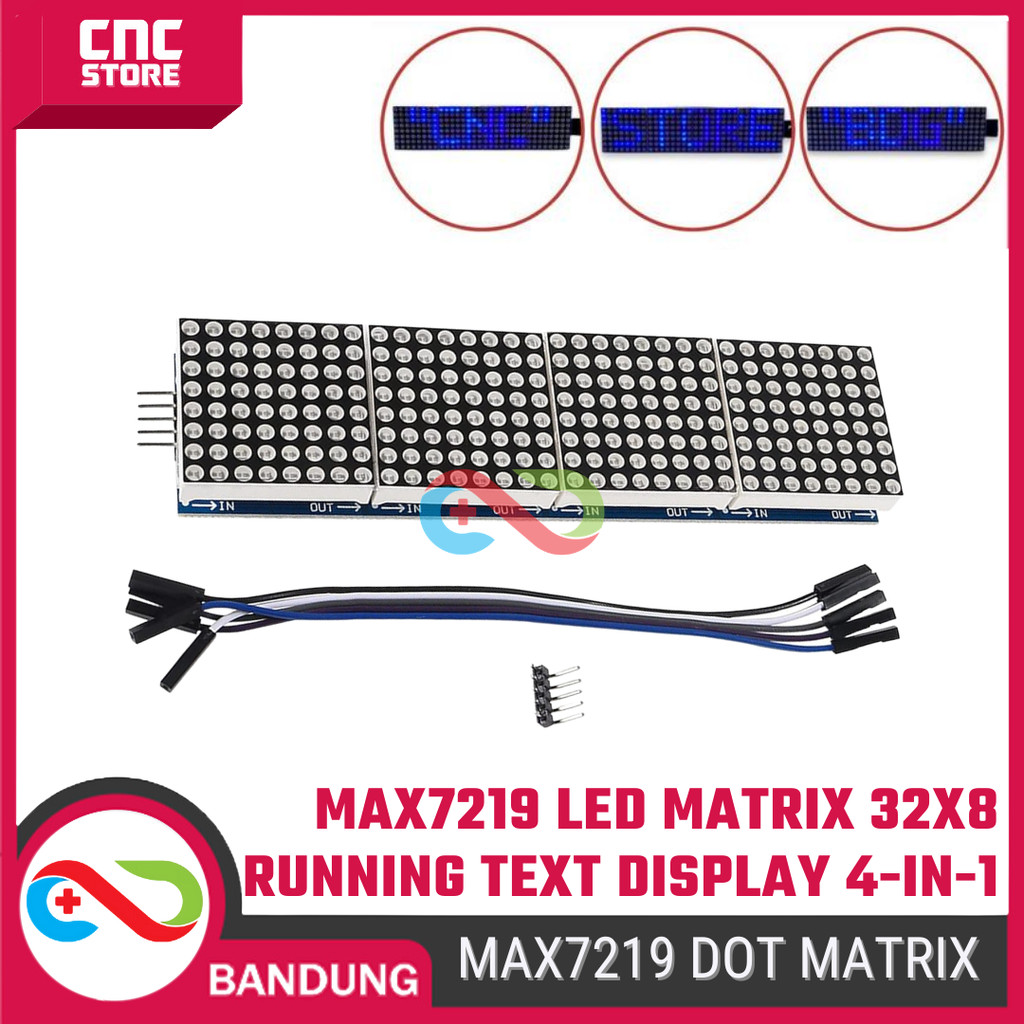 MAX7219 LED Dot Matrix Module 8x8 4-in-1 (32x8) – Running Text Display  Biru
