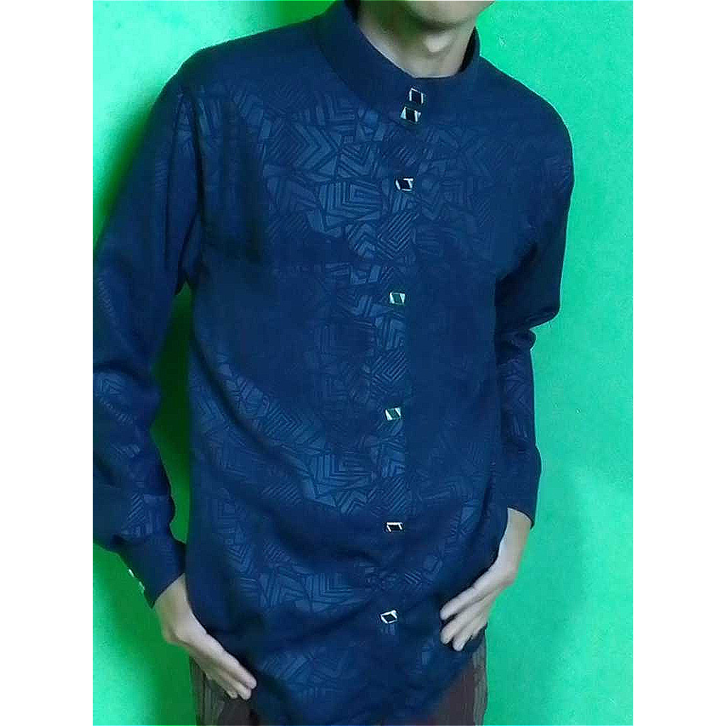 Kemeja bahan katun premium kancing kotak jepret snap koko maroon merah dongker gold moka  hitam puti