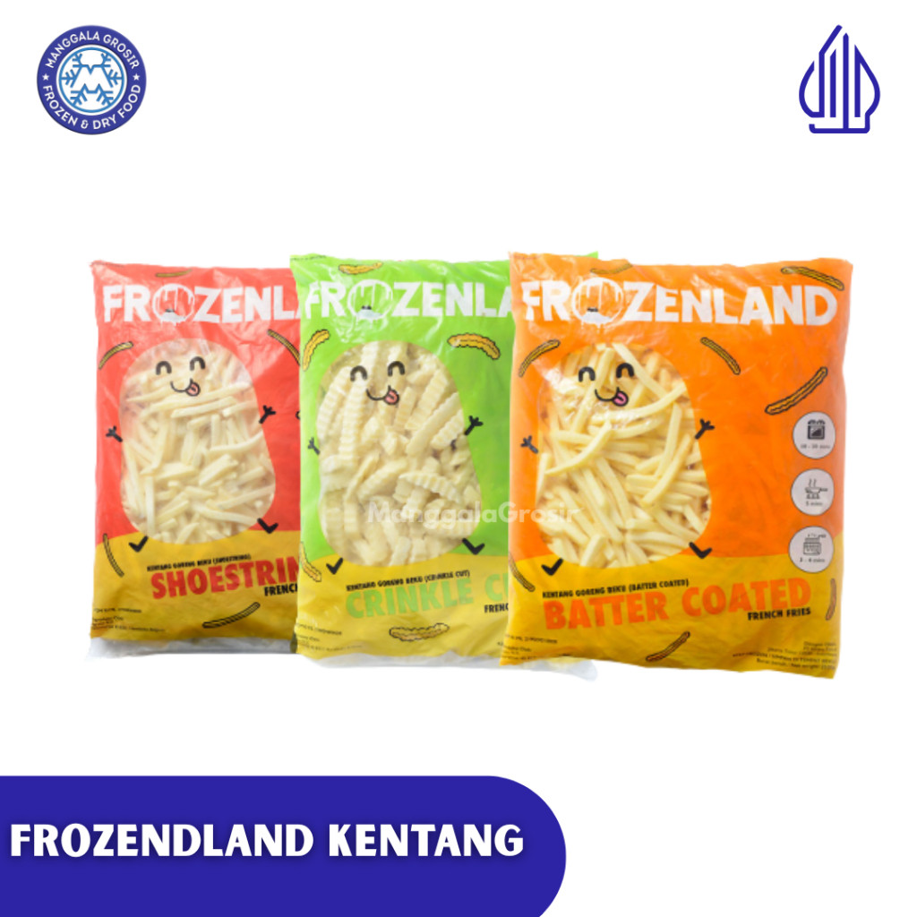 Frozenland Kentang  Shoestring / Crinkle / Batter Coatted | Kentang Frozen 500gr | Kentang Goreng | 