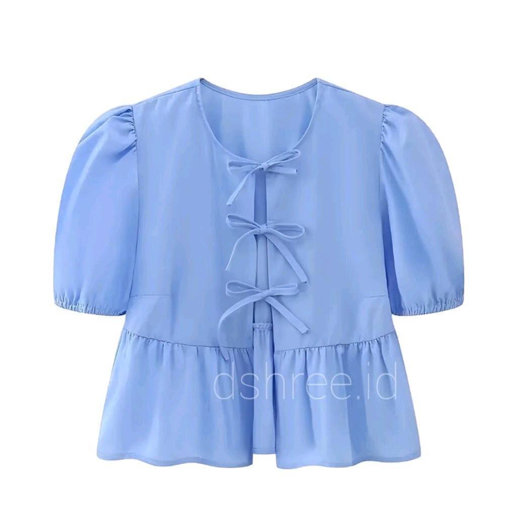 avriell outer crop tali depan bahan katun blouse vest vest outer wanita  tali depan Panjang Pink Nya