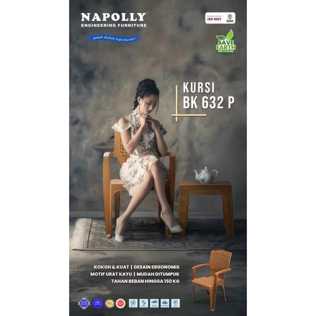 Kursi Teras Plastik Bunga Napolly BIG BK 633