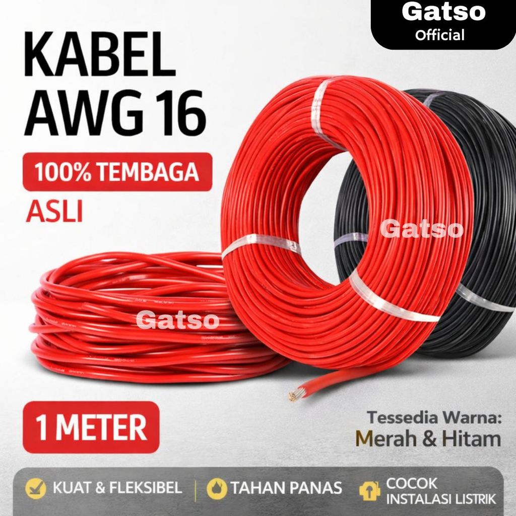 AWG Silicone Cable Kabel AWG Tembaga Serabut Tahan Panas Flexible 4 5 7 9 10 11 12 14 16 AWG 1M
