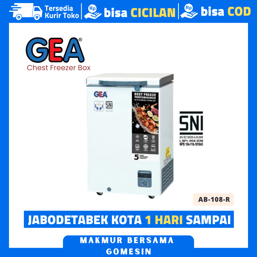 Chest Freezer Box Gea Rsa AB-108-R Kulkas Lemari Pembeku Box Kapasitas 100 Liter