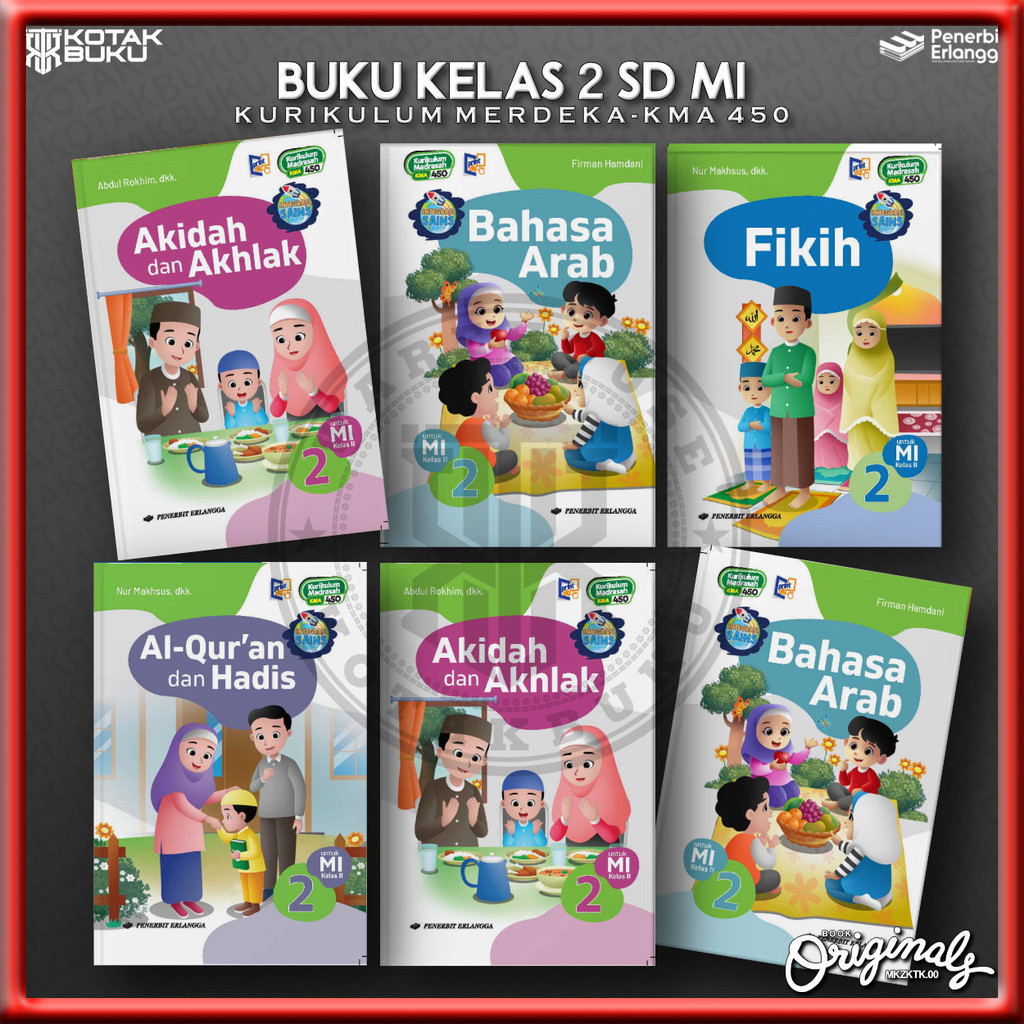 [ Erlangga ] Buku Kelas 2 MI SD / Madrasah Ibtidaiyah / Kurikulum Merdeka / KMA 450