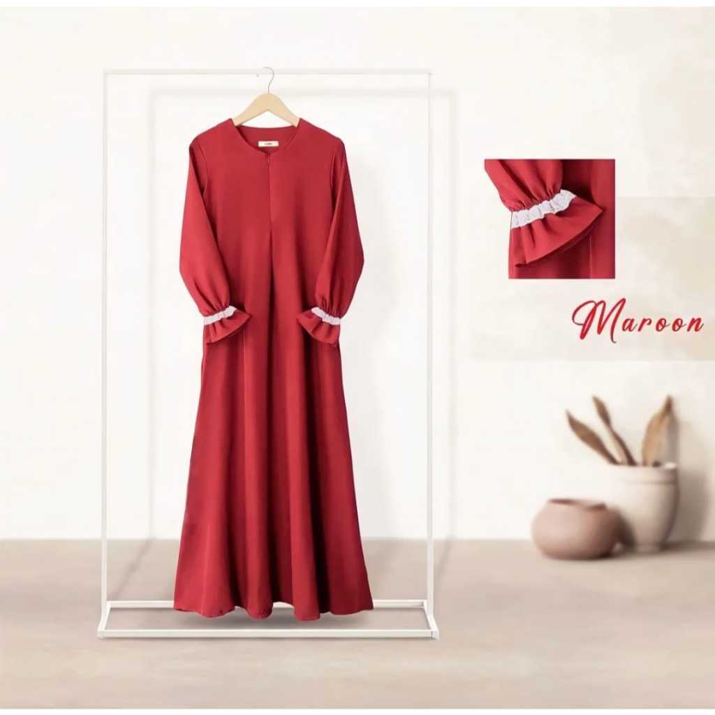 Berojaya- Gamis Putih Wanita Dress Basic Daily Simple Remaja Syari