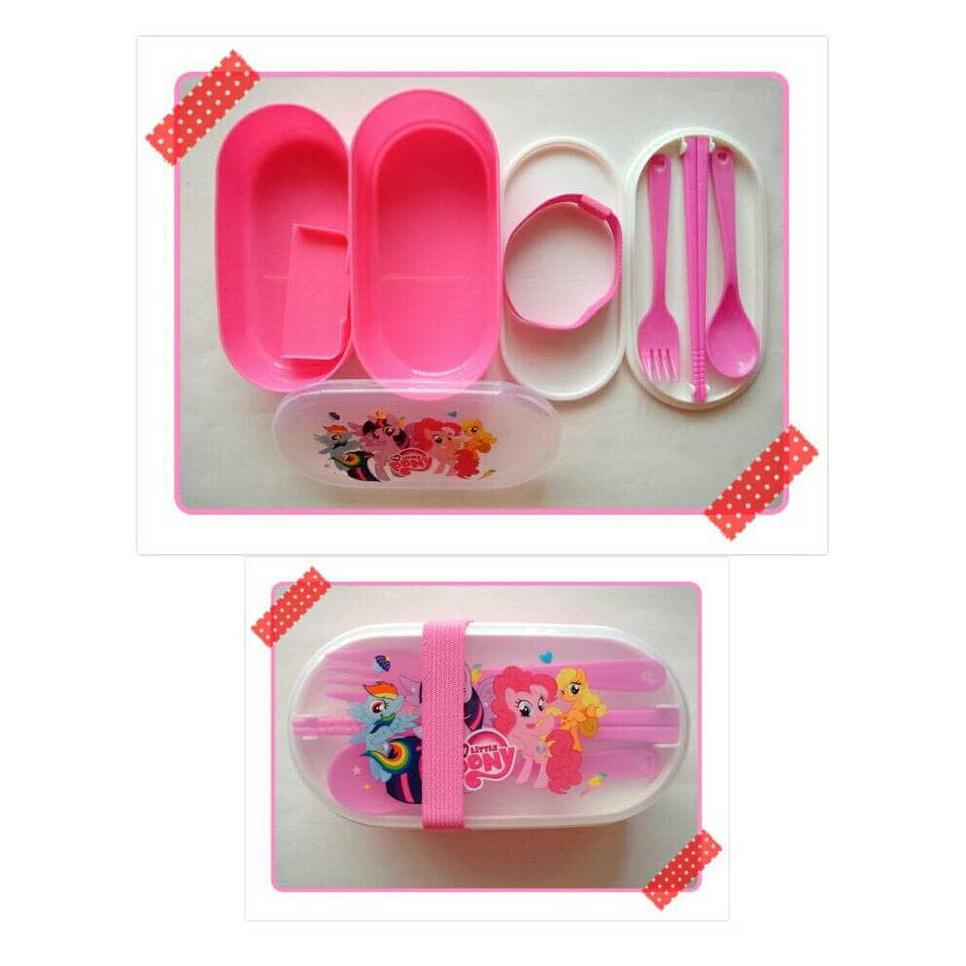 Tempat makan lunch box roti bekal anak karakter kuda poni little pony