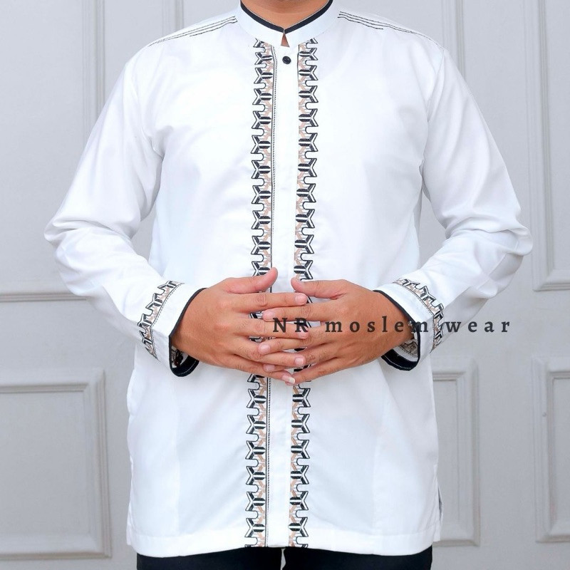 BAJU KOKO PUTIH DEWASA TANGAN PANJANG  / KOKO ARRAHMAN PANJANG / BAJU KOKO KATUN ADEM kode ( ARK )