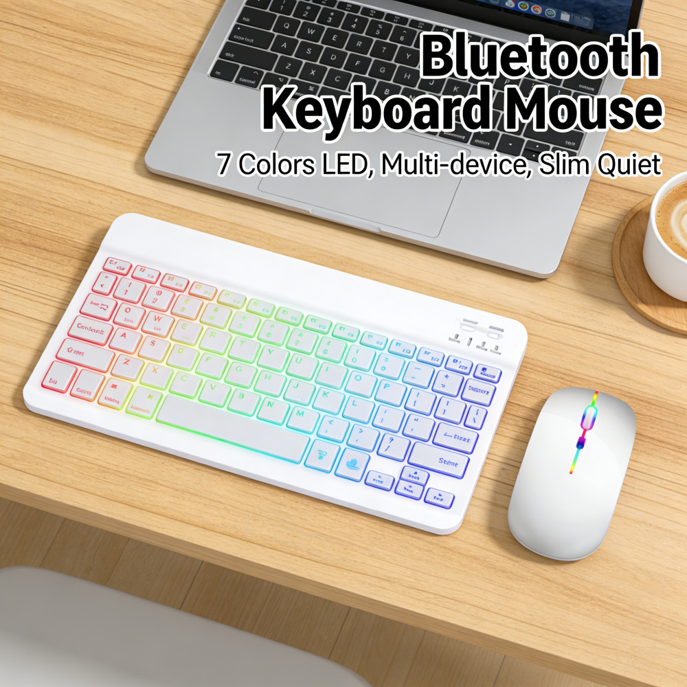 Mouse Keyboard Backlight Ipad Bluetooth Android 10 Inch RGB Untuk Pc Tab Wireless