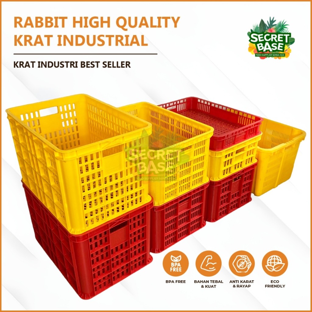 RABBIT HIGH QUALITY KRAT INDUSTRIAL - Keranjang Serbaguna / Krat Industri Tebal / Keranjang Buah