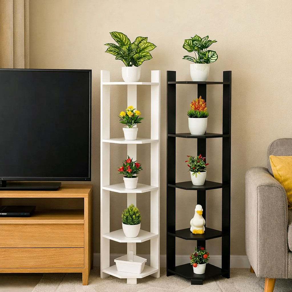 zio - Rak Kayu Hias Tempat Bunga Miniatur Tinggi 1 Meter Hitam Putih - Harga Promo terbaru kekinian 