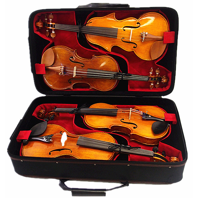 Case for 4 Pcs violin Creative Design Enhanced Wooden Violin Case Pro Quadruple Violin Case   44 Vio