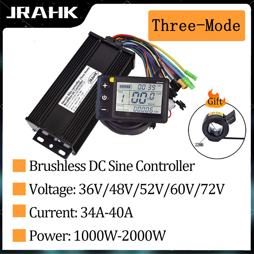 JRAHK 1000W-2000W 36V-72V BLDC Aksesoris Pengontrol Sepeda Listrik Sine Pengontrol Skuter Listrik + 