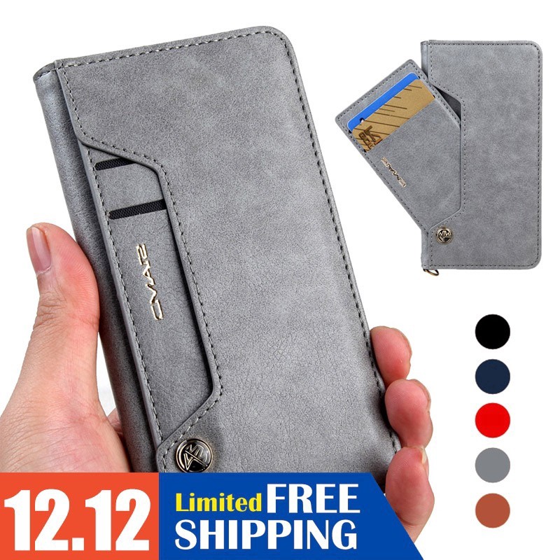 Casing Kulit untuk iPhone 14 13 12 11 Pro Max Casing Sampul Dompet Flip Mewah