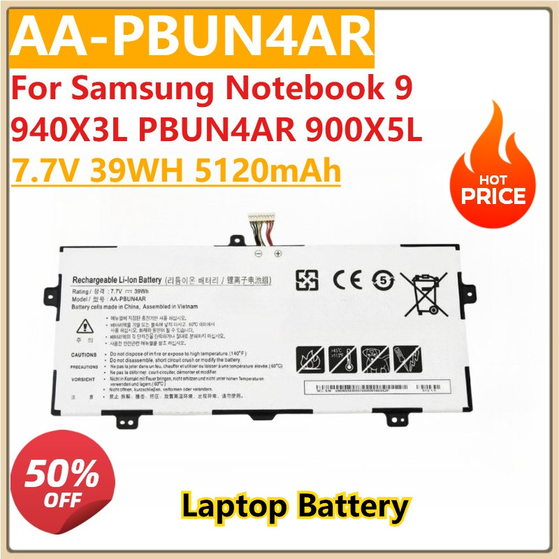 Replacement Laptop Battery 7.7V 39WH 5120mAh AA-PBUN4AR  for Samsung Notebook 9 940X3L PBUN4AR 900X5