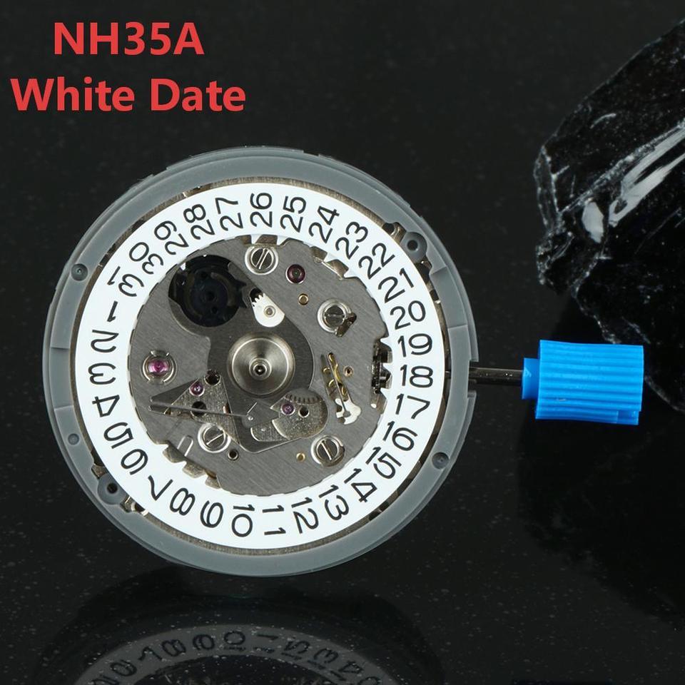 For SEIKO NH35 Japan Movement Three Hands Automatic Movement 24 Jewels White Date High Accuracy Repl