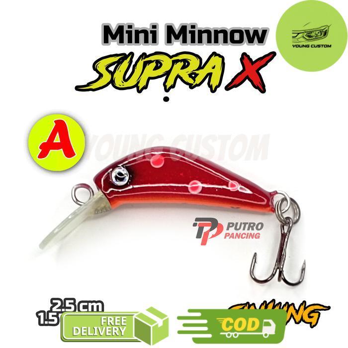 Lure Mini Minnow SUPRA X  Umpan Mahseer Hampala - A. Merah -young