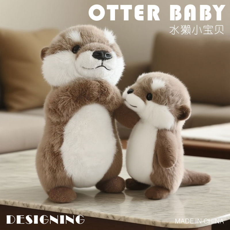 Hugging Otter Plush Toys Fluffy Cozy Magnetic Animal Doll Cute Well-behaved Baby Otter Doll Funny Ch
