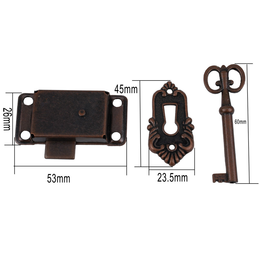 Set Kunci Pintu Lemari Antik dengan Kunci, Kunci Laci Antik, Kunci Lemari Pakaian, Kunci Laci Dapur 