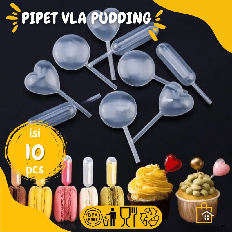 [10 PCS] Pipet Vla Puding Mini 4ml / Pipet Tetes Infuser Vla Sirup Puding Waffle Macaron Cake / Pipe