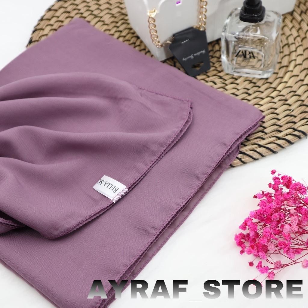 KERUDUNG HIJAB SEGIEMPAT BELLA SQUARE SIZE 115x115 BAHAN POLLYCOTTON TEPI DI JAHIT NECI WARNA TARO