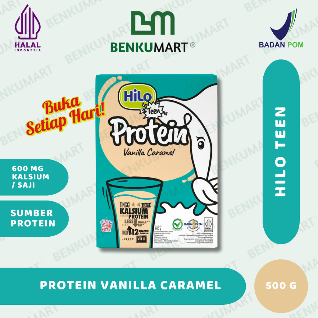 HiLo Teen Vanilla Caramel (500g) - Susu Tinggi Kalsium Rendah Lemak (500 gr)