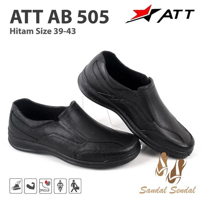 Sepatu Pantofel ATT AB 505 Hitam Karet Kerja Flat Shoes Pria - 39