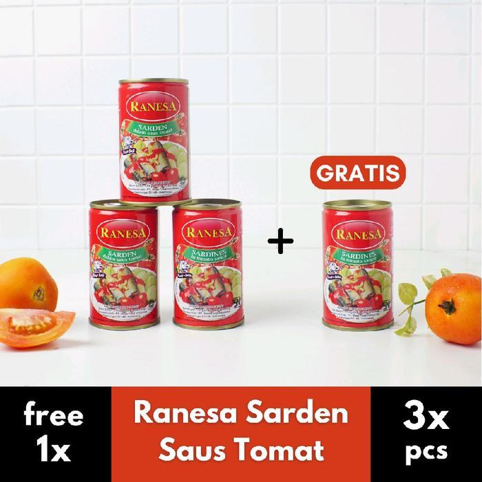 PROMO  (Buy 3 (155gr) Get 1 sarden) RANESA Sarden saus tomat - makanan kemasan kaleng - enak dan mur