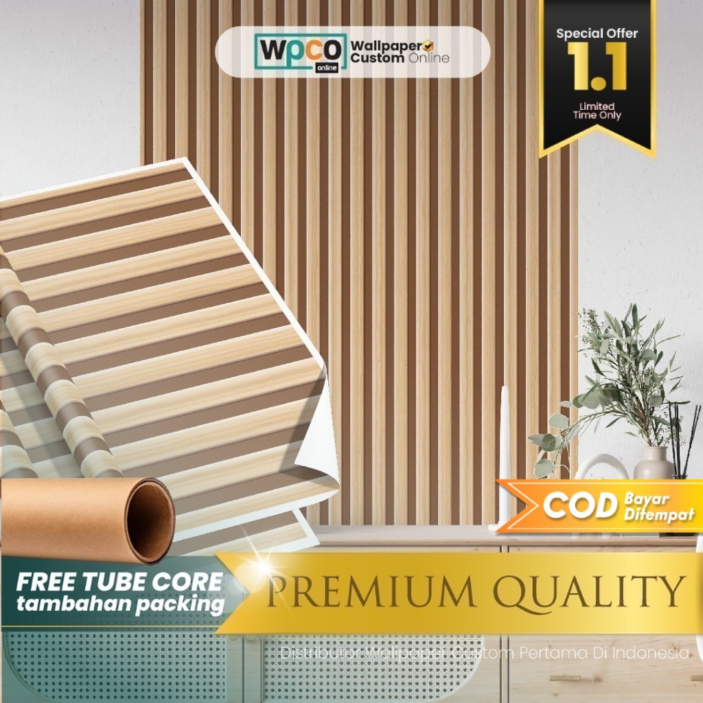 Stiker Dinding - Stiker Dinding Wall Panel - Stiker Dinding Motif Kayu Panel - Stiker Dinding Gambar