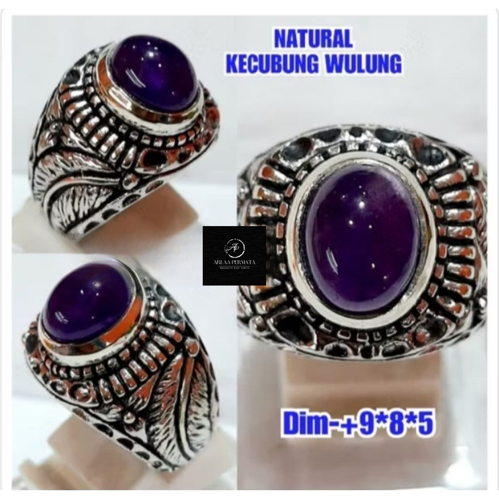 Batu kecubung Wulung Cristal ring alpaka super