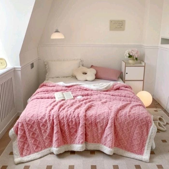 MUMPUNG PROMO[Selimut Domba Jumbo] - Selimut Bulu Domba motif korea 180 x 200 selimut  bulu - PINKTE