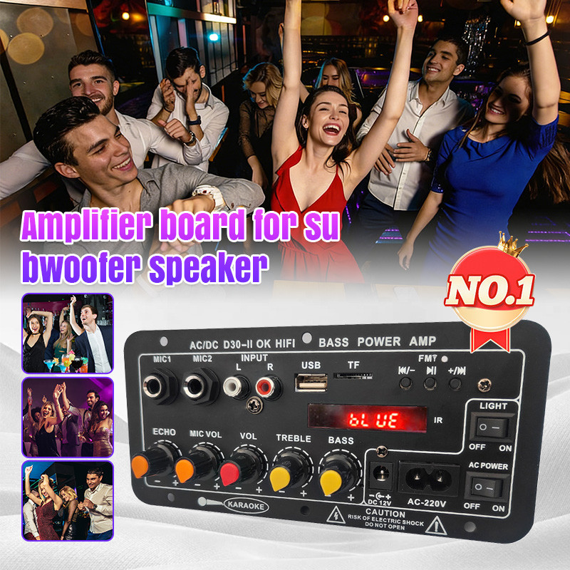 Amplifier Board 1000W Bluetooth 12V/24V/220V USB TF Radio Full Bass Subwoofer Untuk Speaker 8-10 Inc